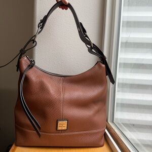 Dooney & Bourke Brown Pebbled Leather Hobo Bag Shoulder Purse
